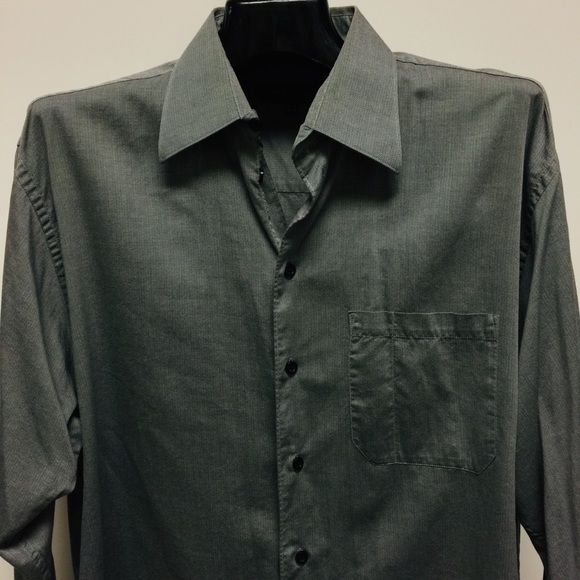 Cole Grey Button Down Dress Shirt Sz M 16.5 /34-35 - Picture 2 of 7